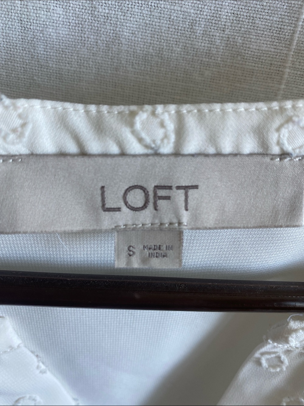 LOFT White Swiss Dot Peasant Blouse with Lace Trim - Picture 3 of 4